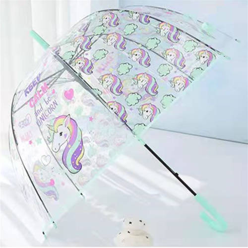 Unicorn umbrella transparent long handle little princess gift cute creative umbrella