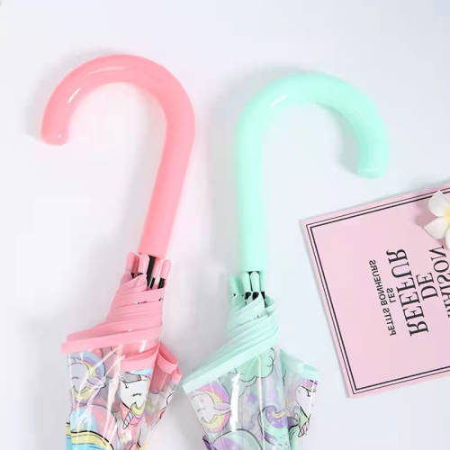 Unicorn umbrella transparent long handle little princess gift cute creative umbrella