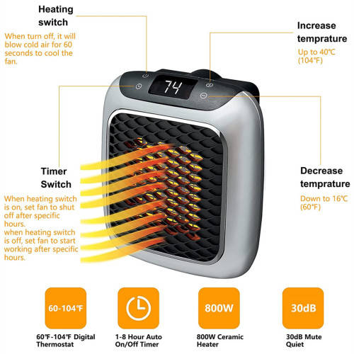 800W Heater Handheld Wall Mounted Electric Stove With Remote Control