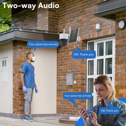 Solar Security Camera Outdoor WiFi Wireless IP Camera PIR Human Detection Night Vision Home Security