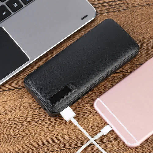 Large-capacity power bank 3USB battery leather case mobile phone charger