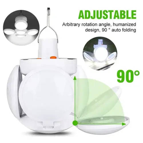 Solar Football Bulb Folding Solar Pendant Light with Hook for Home Garage Party Decoration