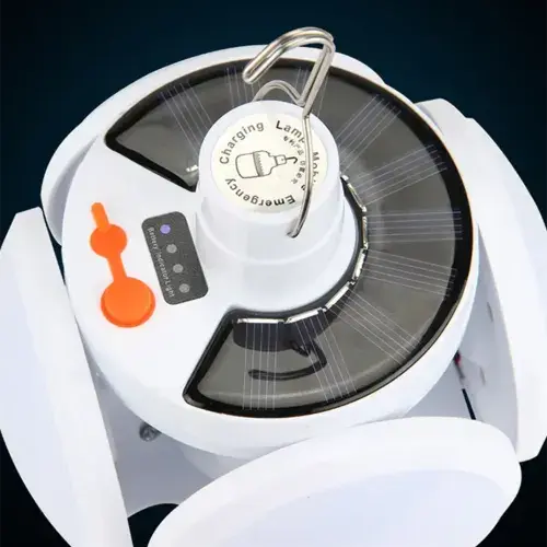 Solar Football Bulb Folding Solar Pendant Light with Hook for Home Garage Party Decoration