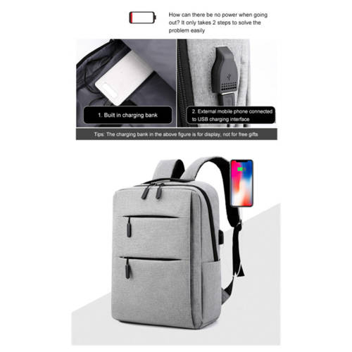 XF0767 15` Laptop Backpack with External Charging USB Port + 2 Small Bags
