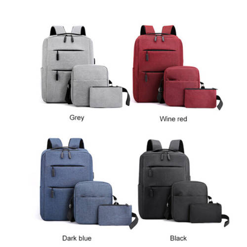 XF0767 15` Laptop Backpack with External Charging USB Port + 2 Small Bags