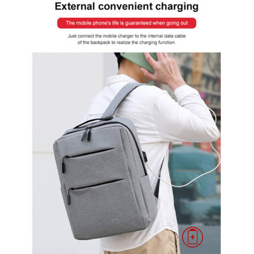 XF0767 15` Laptop Backpack with External Charging USB Port + 2 Small Bags