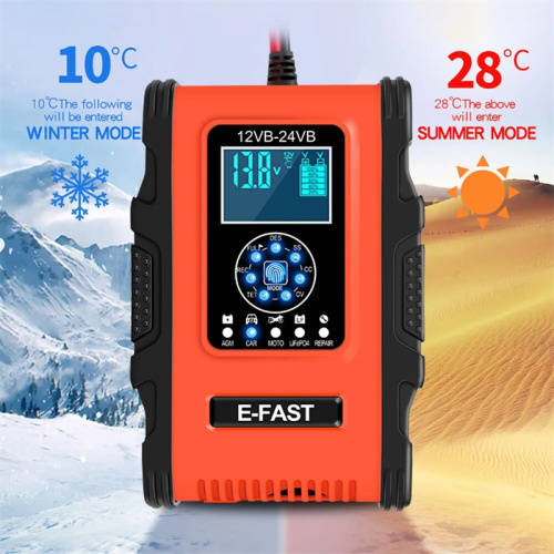12V 24V 12A Automatic Smart Battery Charger for GEL WET AGM Lithium Iron LiFePO4 LiPo
