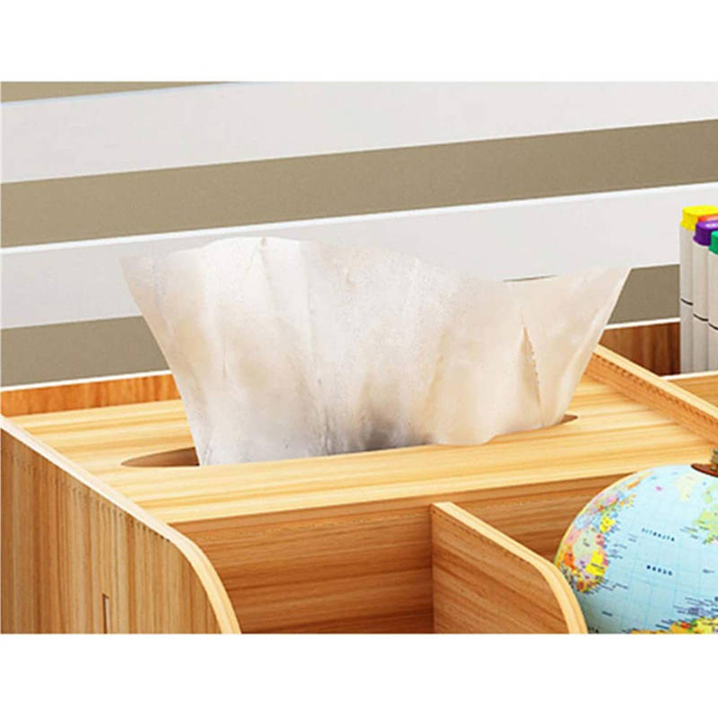 Multifunctional DIY Wooden Desktop Storage Box With Drawers For Home Office