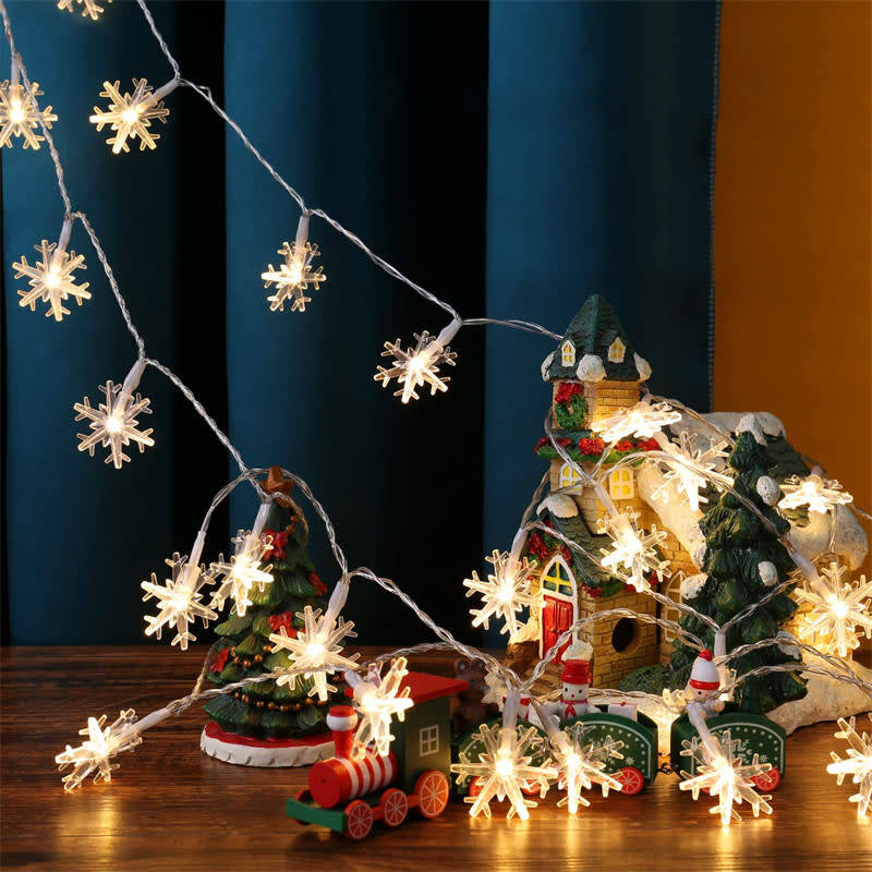 Outdoor Christmas Snowflake String Lights Waterproof Garden Party Decoration Warm White
