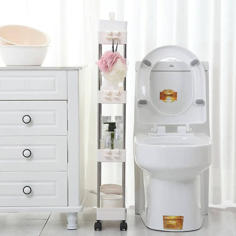4-layer Bathroom Rack Practical Storage Floor Rack Detachable Mobile Storage Rack Trolley