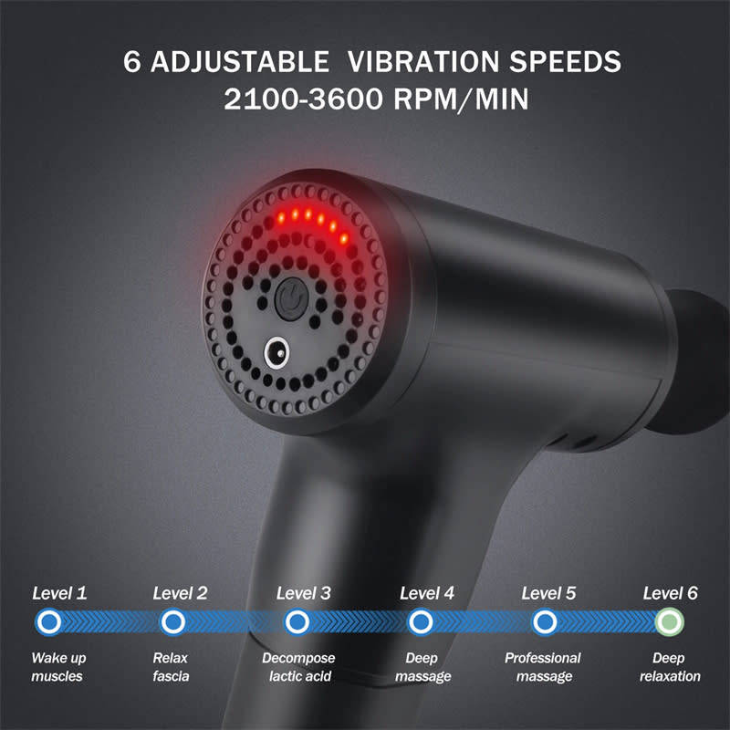 6-Speed Electric Muscle Relaxer USB Rechargeable Sports Massage Gun 4 Heads Fitness Muscle Massage
