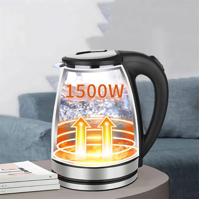 2L Stainless Steel Electric Kettle with LED Light Glass Hot Water Kettle