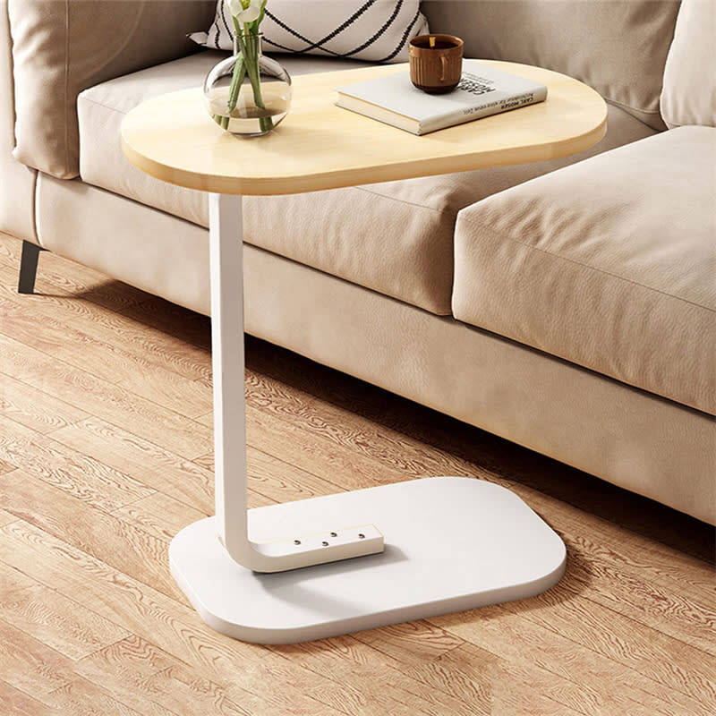 Convenient C Shape Wood Coffee Table Side Table with Metal Frame