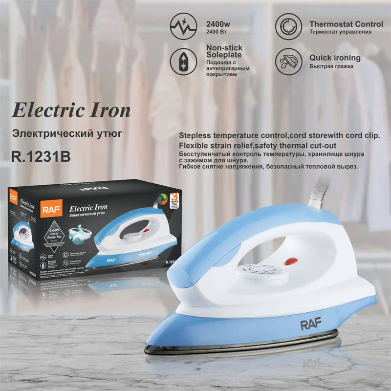 Professional Electric Ceramic Steam Iron 2400W with Non-Stick Sole for Laundry