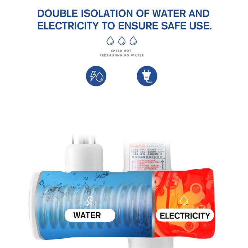 220V Instant Electric Water Heater with LED Digital Display Kitchen Shower Faucet