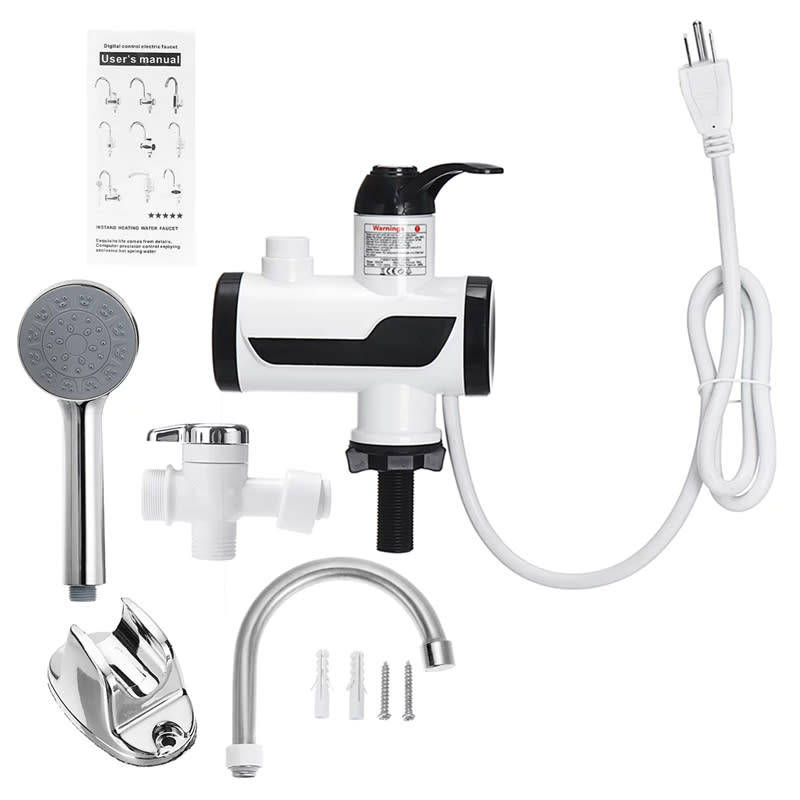 220V Instant Electric Water Heater with LED Digital Display Kitchen Shower Faucet