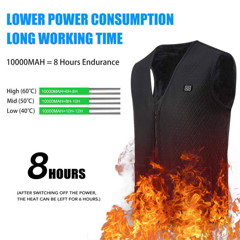 Electric Heated Vest Winter Warm Jacket USB Electric Heating 2XL