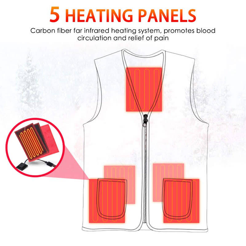 Electric Heated Vest Winter Warm Jacket USB Electric Heating 2XL