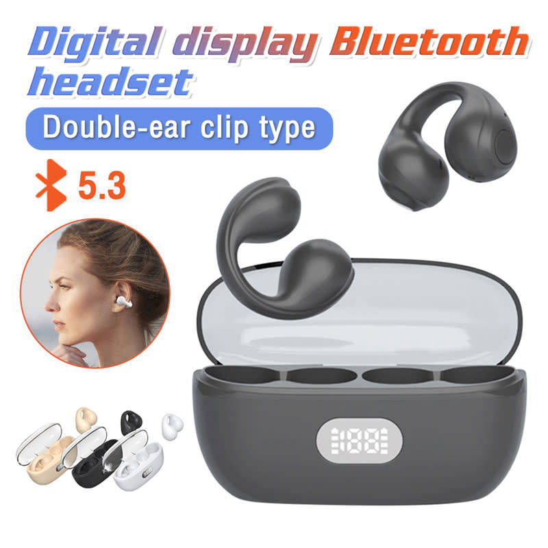 Bluetooth Digital Display Wireless Ear Clip Earphones Bone Conduction Earphones Sports Earphones
