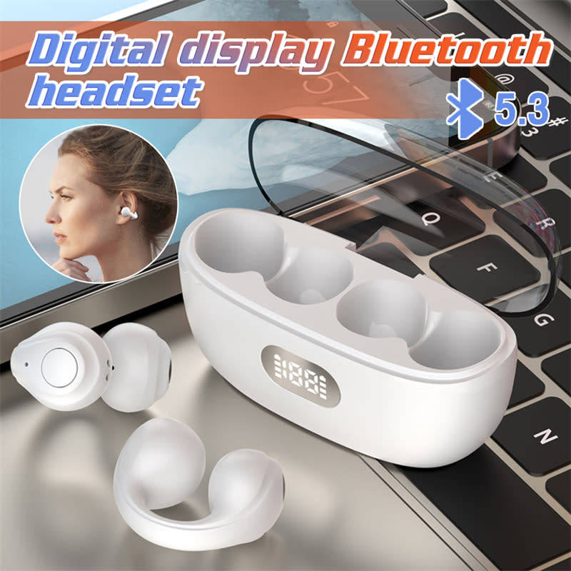Bluetooth Digital Display Wireless Ear Clip Earphones Bone Conduction Earphones Sports Earphones