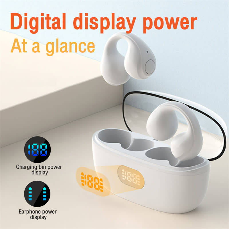 Bluetooth Digital Display Wireless Ear Clip Earphones Bone Conduction Earphones Sports Earphones