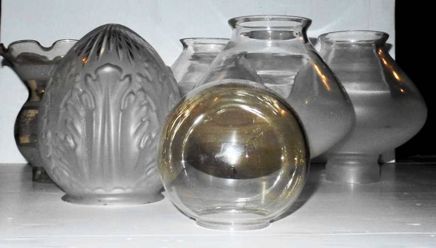 VINTAGE GLASS LAMP SHADES X 6 - REDUCED!