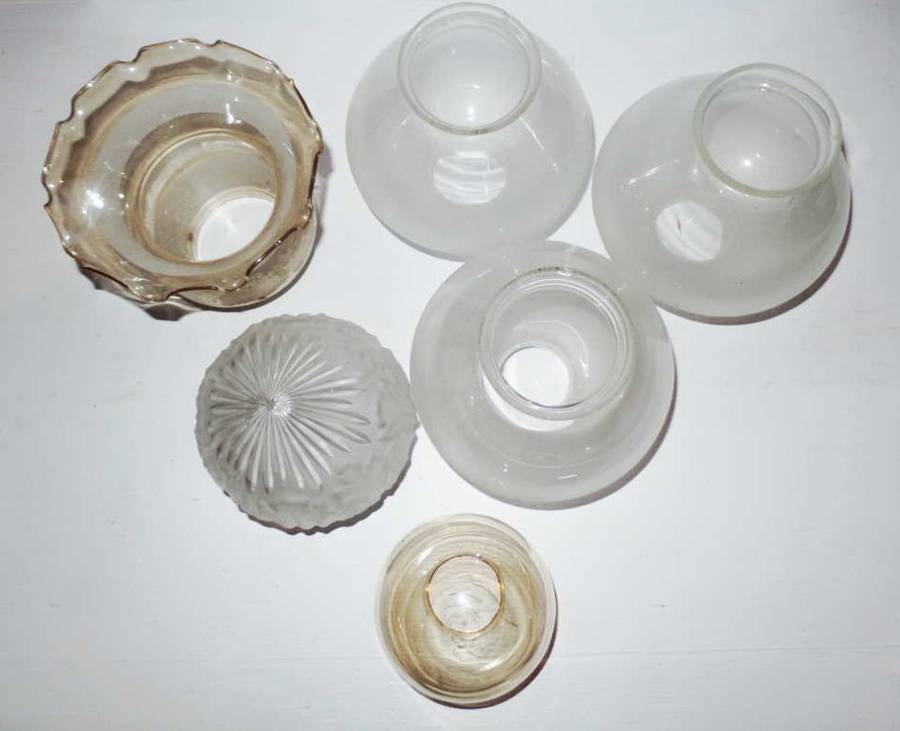 VINTAGE GLASS LAMP SHADES X 6 - REDUCED!