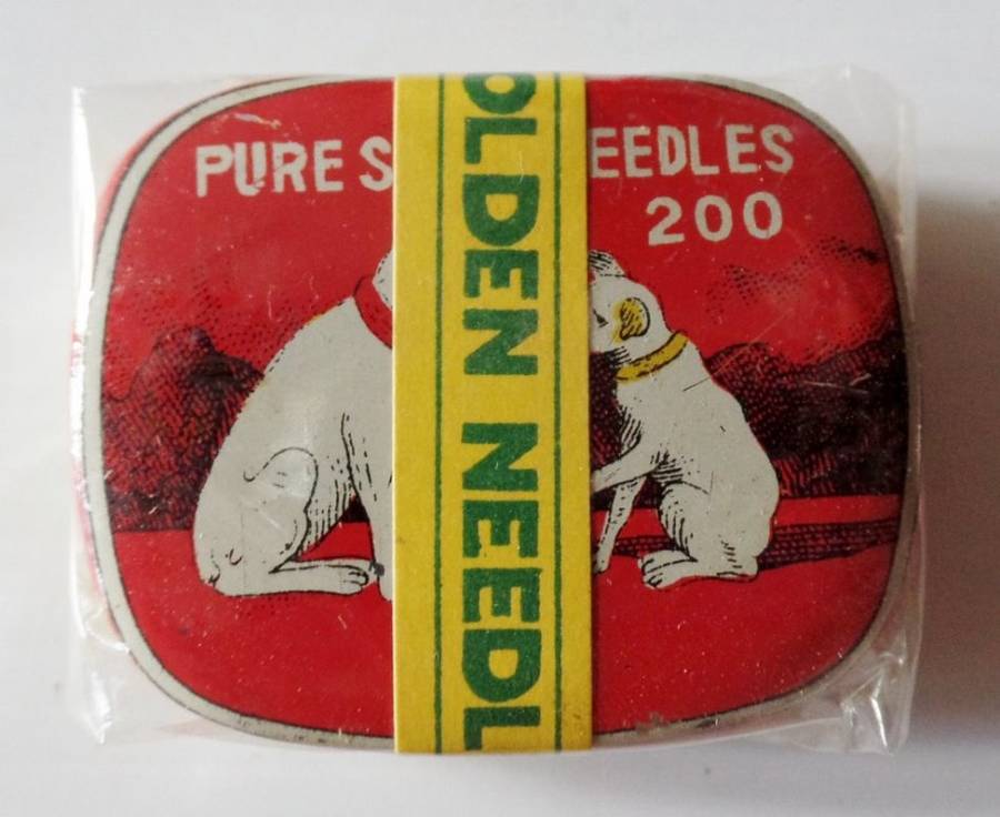 SEALED GOLDEN GRAMOPHONE NEEDLES - TIN WITH TWO DOGS - 6 TINS IN LOT