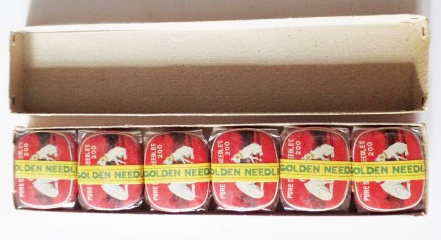 SEALED GOLDEN GRAMOPHONE NEEDLES - TIN WITH TWO DOGS - 6 TINS IN LOT
