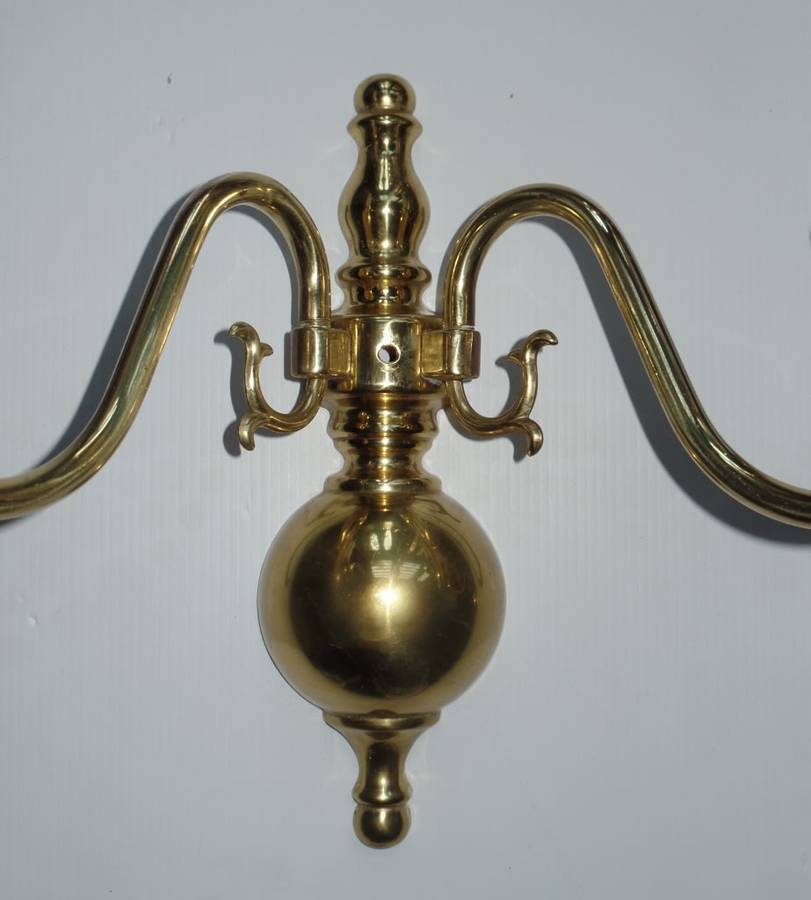 Brass Flemish Style Wall Lights x 3