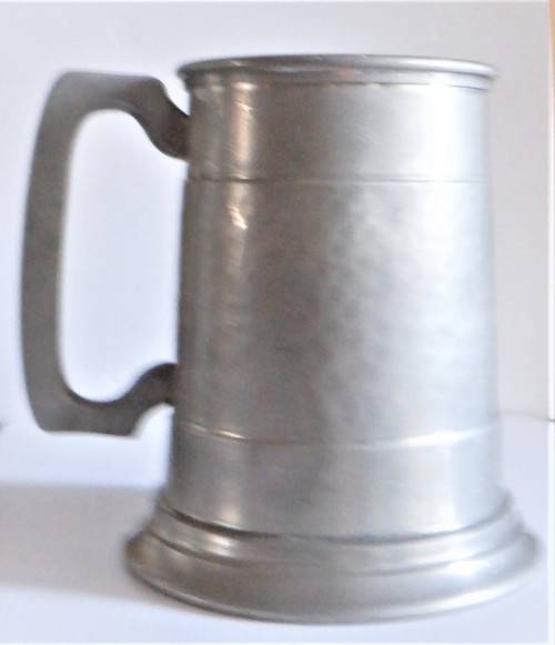 PEWTER PINT TANKARD WITH GLASS BASE