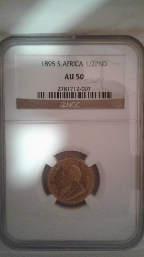 GOLD HALF POND NGC AU50 (1895) ZAR