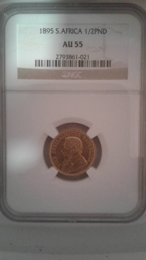 GOLD HALF POND NGC AU55 (1895) ZAR