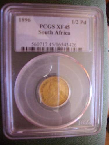 ONE RAND START (PCGS) (RARE DATE (1896 1/2 POND ZAR GOLD )