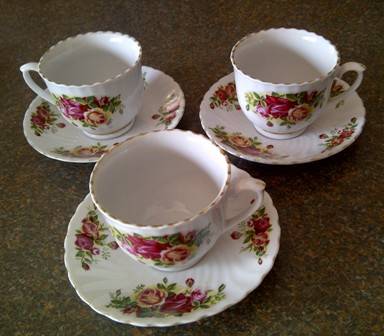 Three Flower Pattern Tea Cups & Saucers - Made in China (Postage R40)