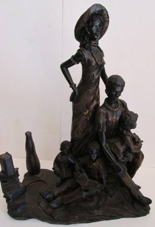 Large Dark Highly Detailed Resin Ornament of Family - Can hold Tea Candle