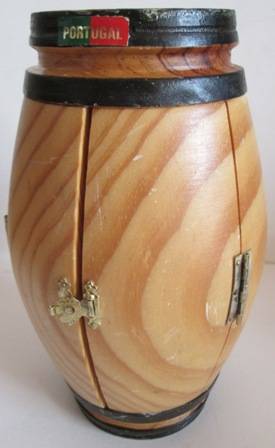 Small Barrel Shaped Wooden Holder from Portugal