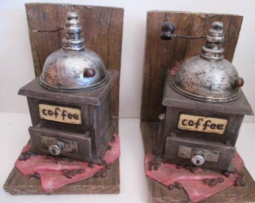 Decorative Pair of Ornamental Coffee Grinder Book Ends