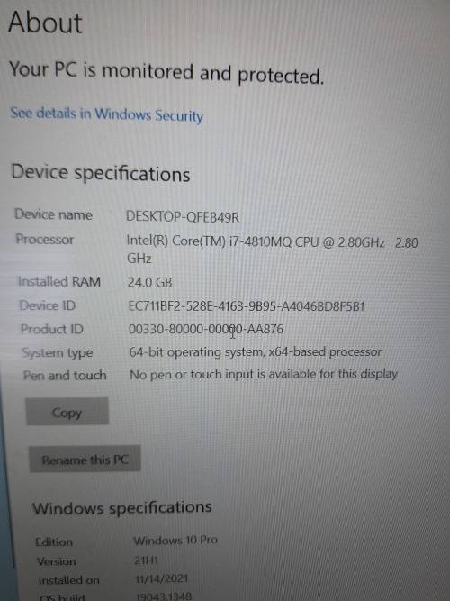 Toshiba W50 Workstation Core i7, 24GB Ram, 512GB SSD, Nvidia Quadro