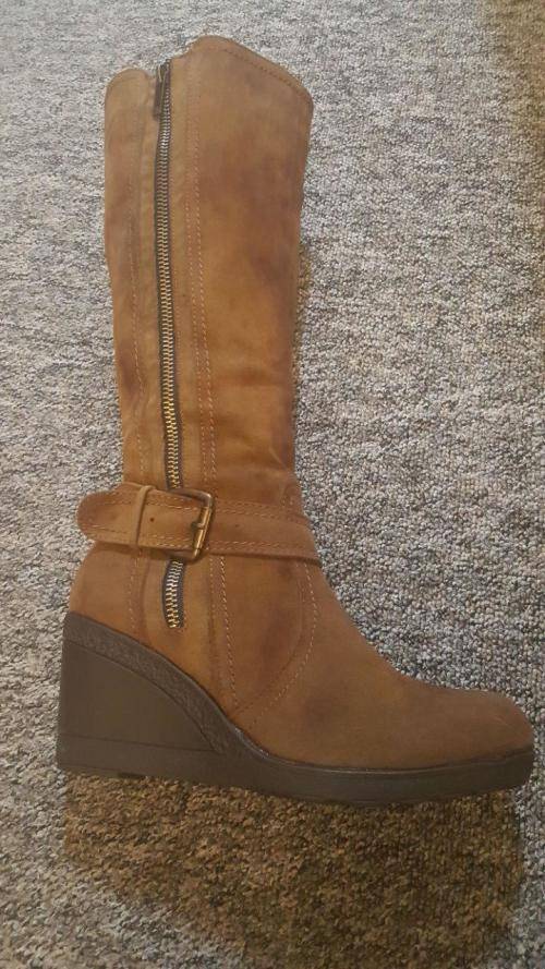 *Sale* Brown Faux Suede Heeled Boots