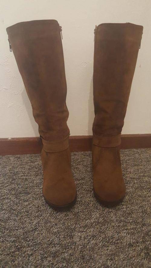 *Sale* Brown Faux Suede Heeled Boots