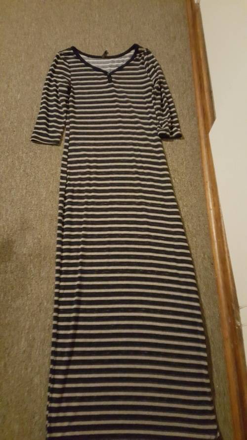 *Summer Sale* Navy & Grey Striped MRP Red Maxi Dress