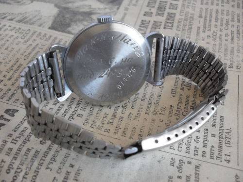 Vintage Soviet man's wrist watch Pobeda, mechanical mens watch, blue dial, Works