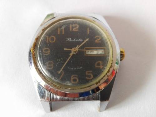 Vintage Soviet Men's wrist watch Raketa, round black