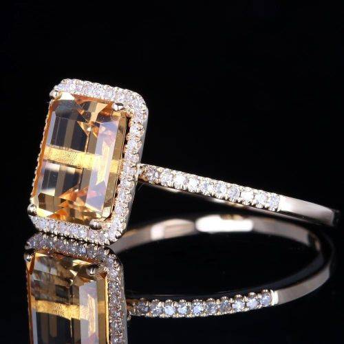 Elegant 925 Silver Citrine Gem Ring, size Q 1/2