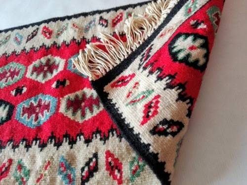Vintage miniature hand knotted woolen rug