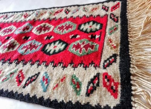 Vintage miniature hand knotted woolen rug