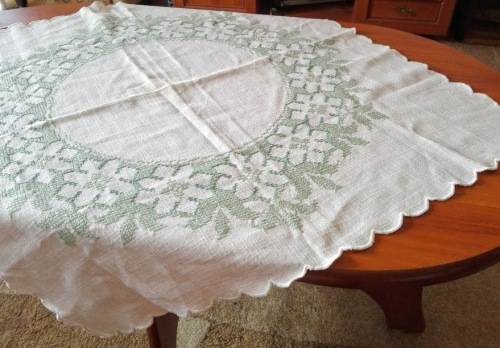 Vintage Hand Embroidered tablecloth 80 cm x 80 cm