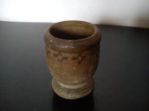 Antique(19th Century) wooden cup, hand carved & pyrographed