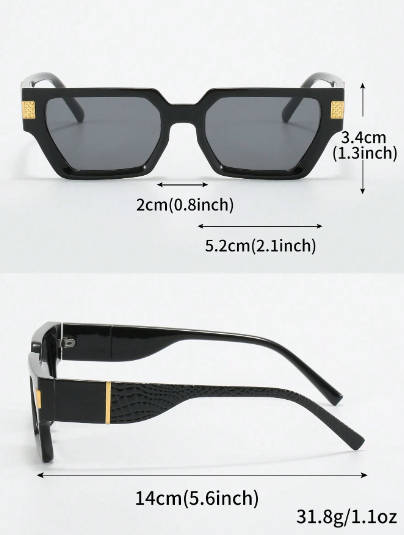 1pc Men`s Black Plastic Polygonal Frame Cool Korean Ins Style Trendy Sunglasses Suitable For Outdoor